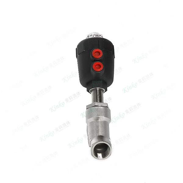 Pneumatic threaded angle seat valve