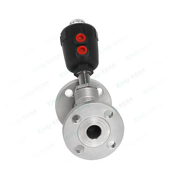 Flange pneumatic angle seat valve