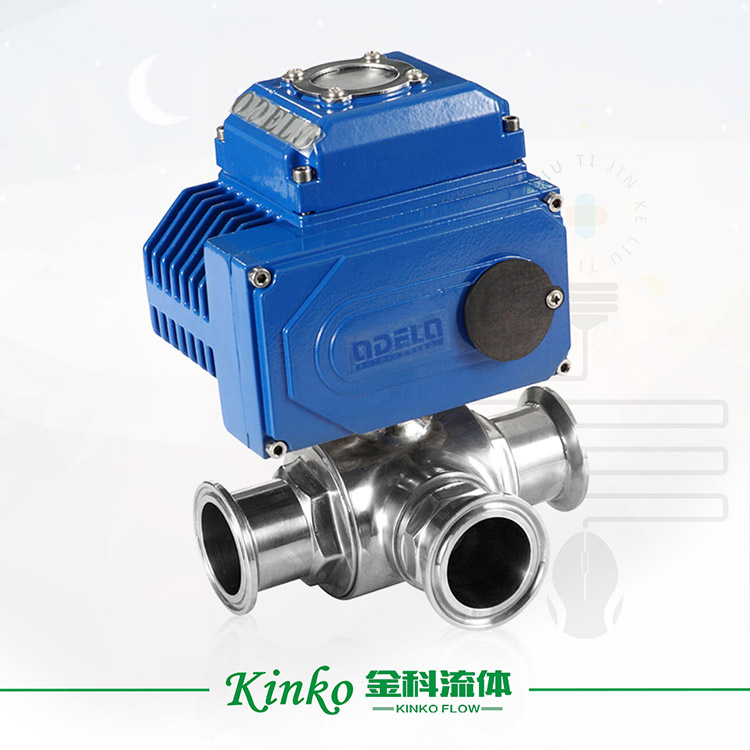 Electric three-way sanitary ball valve