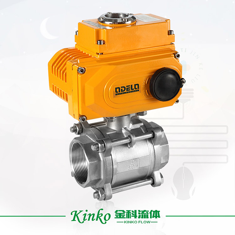 Electric three-way threaded ball valve