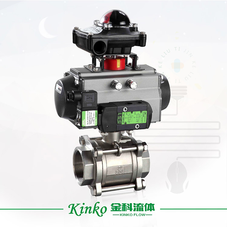 Pneumatic three-piece internal thread ball valve