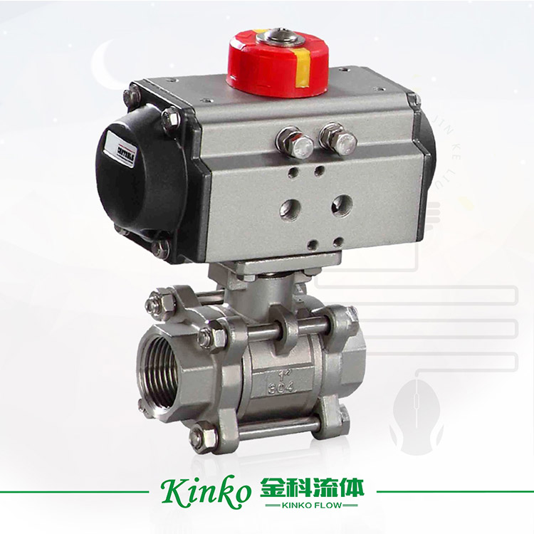 Pneumatic three-leaf ball valve